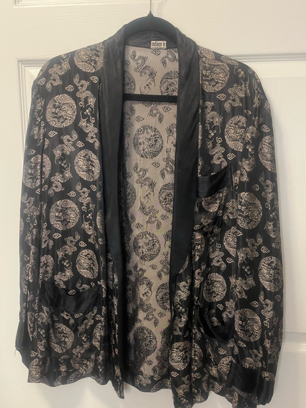 Adam's Vintage Smoking Jacket in Dragon and Cloud Pattern. Custom. Size‎ Medium